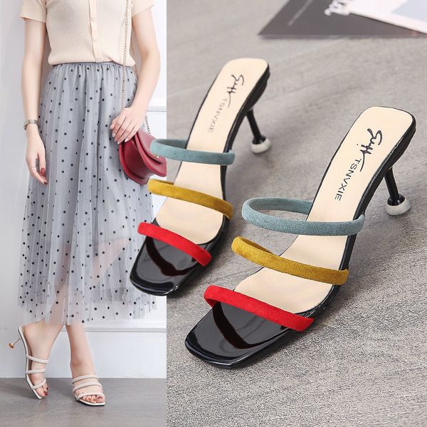 shoes high heels slippers woman flock slides mixed color women summer shoes fashion for korean black beige jus7
shoes high heels slippers woman flock slides mixed color women summer shoes fashion for korean black beige jus7