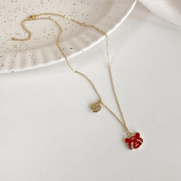 pendant necklaces origin summer chinese style red enamel tiger necklace for women fashion asymmetry circle chain metal jewellery, Silver
pendant necklaces origin summer chinese style red enamel tiger necklace for women fashion asymmetry circle chain metal jewellery, Silver