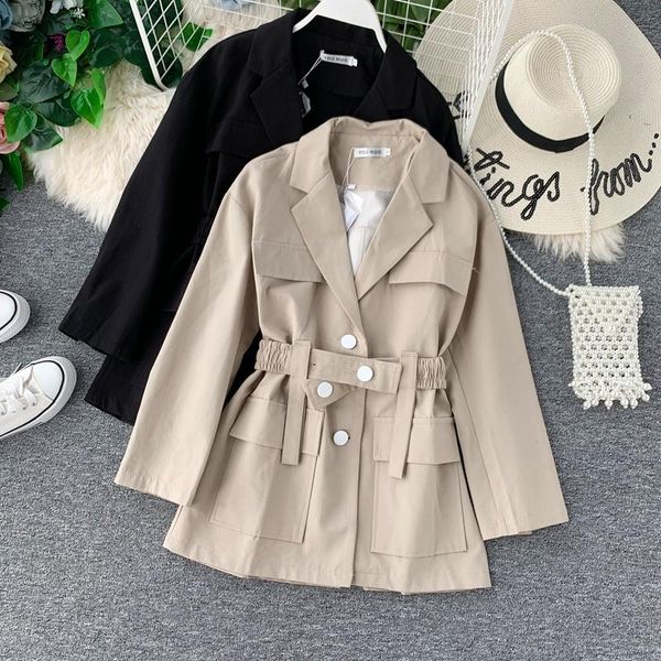 women's jackets 2021 spring autumn women korean single-breasted waist slim short windbreaker thin tooling jacket female cc1414, Black;brown
women's jackets 2021 spring autumn women korean single-breasted waist slim short windbreaker thin tooling jacket female cc1414, Black;brown