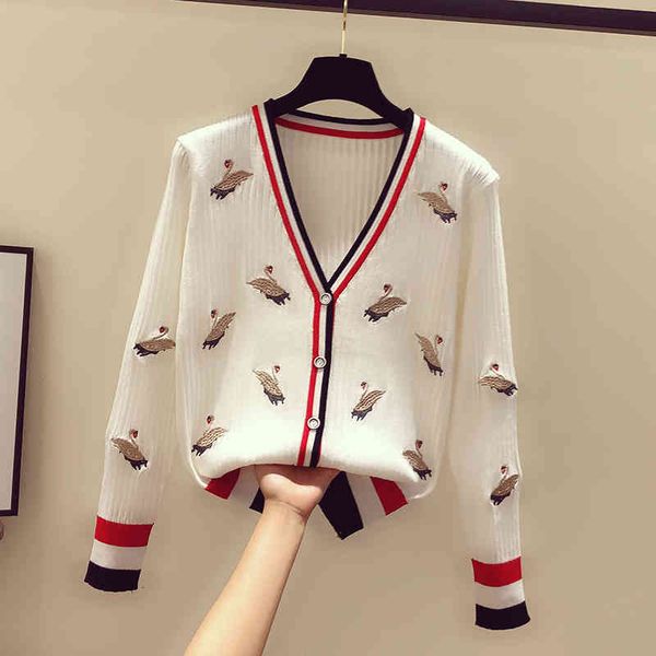 women's sweaters modis shirts fashionable vintage swan cardigan embroidered mesh-knit elegant woman's sweater with low-necked v pa, White;black
women's sweaters modis shirts fashionable vintage swan cardigan embroidered mesh-knit elegant woman's sweater with low-necked v pa, White;black