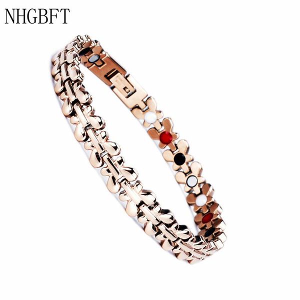 rose gold color magnetic healthy bracelets for women stainless steel healing energy drop link, chain, Black
rose gold color magnetic healthy bracelets for women stainless steel healing energy drop link, chain, Black