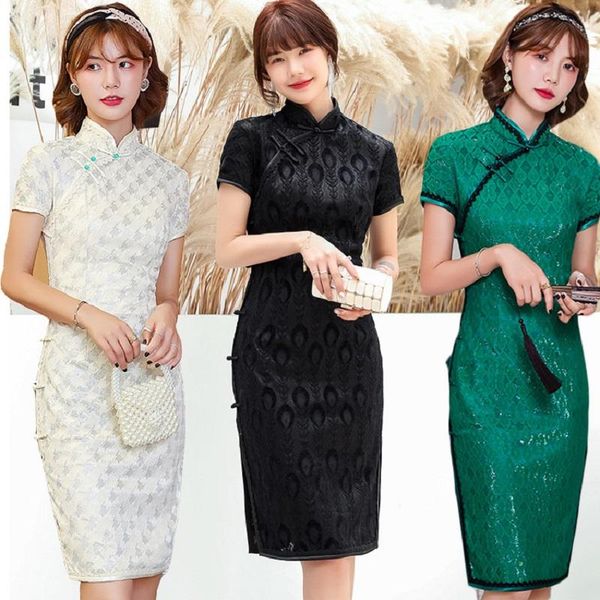 ethnic clothing shanghai story short sleeve lace cheongsam knee length qipao chinese dresses 4 color, Red
ethnic clothing shanghai story short sleeve lace cheongsam knee length qipao chinese dresses 4 color, Red