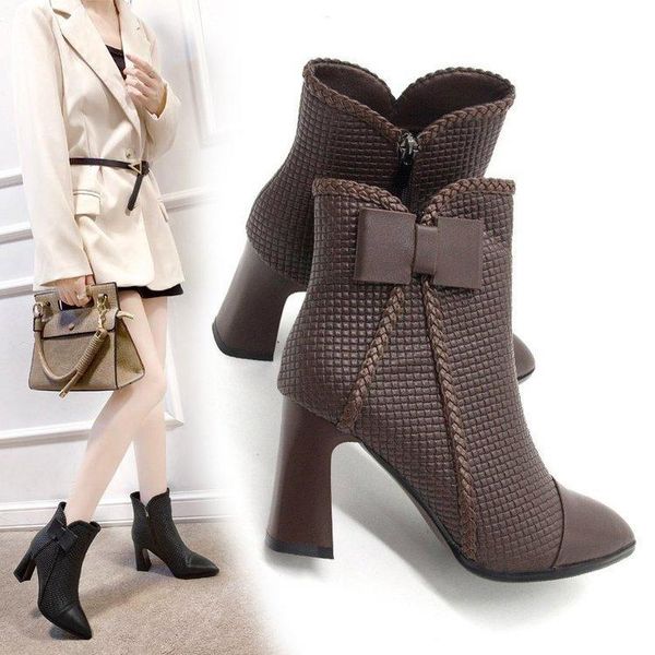 boots fashion women's leather thick heel ankle winter high heels warm fur shoes women, Black
boots fashion women's leather thick heel ankle winter high heels warm fur shoes women, Black