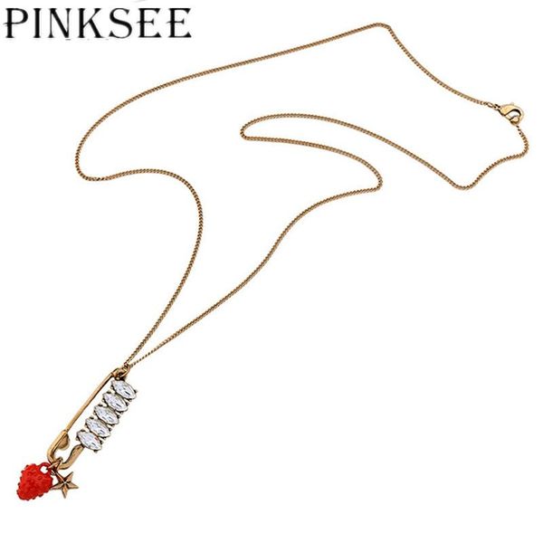 pendant necklaces pinksee temperament vintage gold crystal pins red strawberry star necklace women long sweater chain fashion jewelry, Silver
pendant necklaces pinksee temperament vintage gold crystal pins red strawberry star necklace women long sweater chain fashion jewelry, Silver