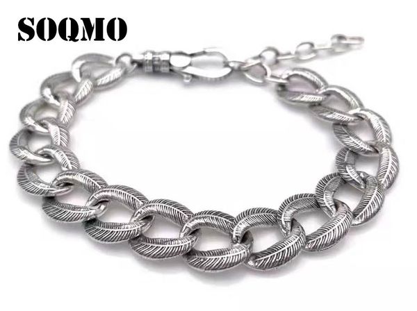 link, chain 100% real 925 sterling silver fashion feather bracelet bangle men women vintage punk rock handmade mens jewelry sqm293, Black
link, chain 100% real 925 sterling silver fashion feather bracelet bangle men women vintage punk rock handmade mens jewelry sqm293, Black