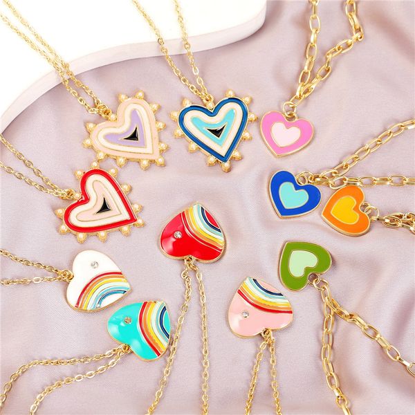 ins vintage multi-layer color love heart necklace simple drop oil peach hearts necklaces for women girls fashion jewelry, Silver
ins vintage multi-layer color love heart necklace simple drop oil peach hearts necklaces for women girls fashion jewelry, Silver