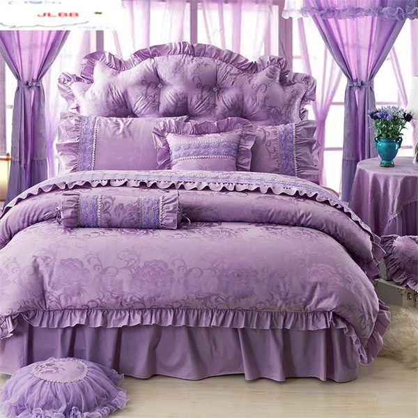 bedding sets romantic purple lace princess wedding bedspread 4pcs jacquard satin ruffles duvet cover bedclothes bed skirt cotton
bedding sets romantic purple lace princess wedding bedspread 4pcs jacquard satin ruffles duvet cover bedclothes bed skirt cotton