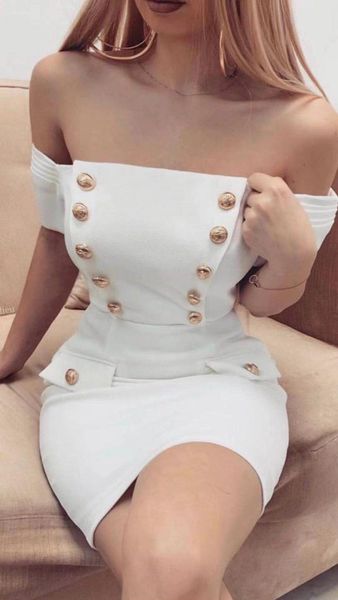 dress 2021 designer white button tight women's elegant off shoulder evening f6te, Black;gray
dress 2021 designer white button tight women's elegant off shoulder evening f6te, Black;gray