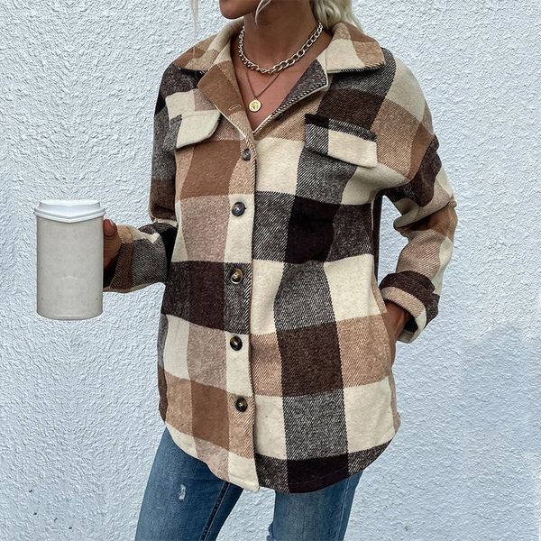 women's jackets turn down collar women shirt jacket plaid long sleeve ladies casual outwear pockets single breasted autumn coats for fe, Black;brown
women's jackets turn down collar women shirt jacket plaid long sleeve ladies casual outwear pockets single breasted autumn coats for fe, Black;brown