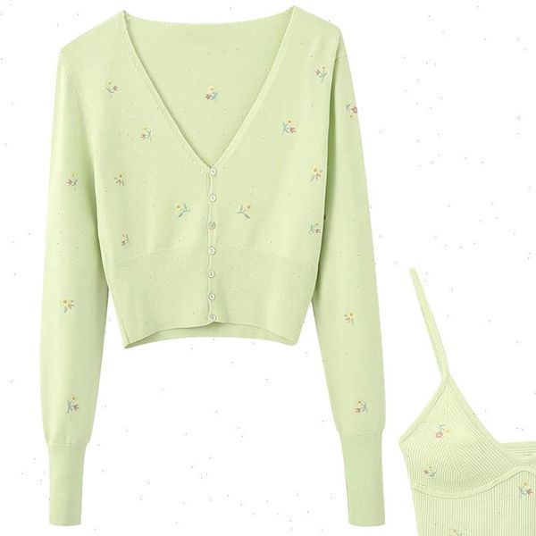 spring embroidery green cropped women sweater knit cardigan casual two pieces set fashion streetwear female crop, White;black
spring embroidery green cropped women sweater knit cardigan casual two pieces set fashion streetwear female crop, White;black