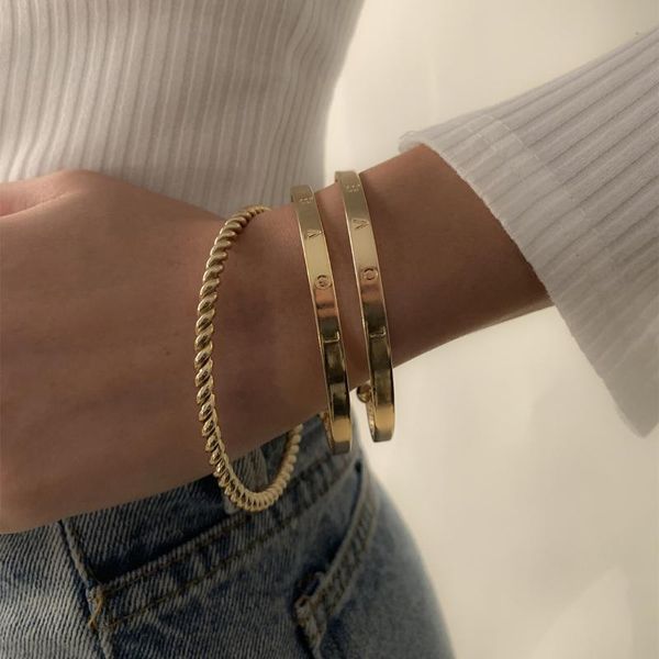 simple letter love ring carved jewelry punk style thread twist geometric bracelet for women summer outing accessories gift bangle, Black
simple letter love ring carved jewelry punk style thread twist geometric bracelet for women summer outing accessories gift bangle, Black