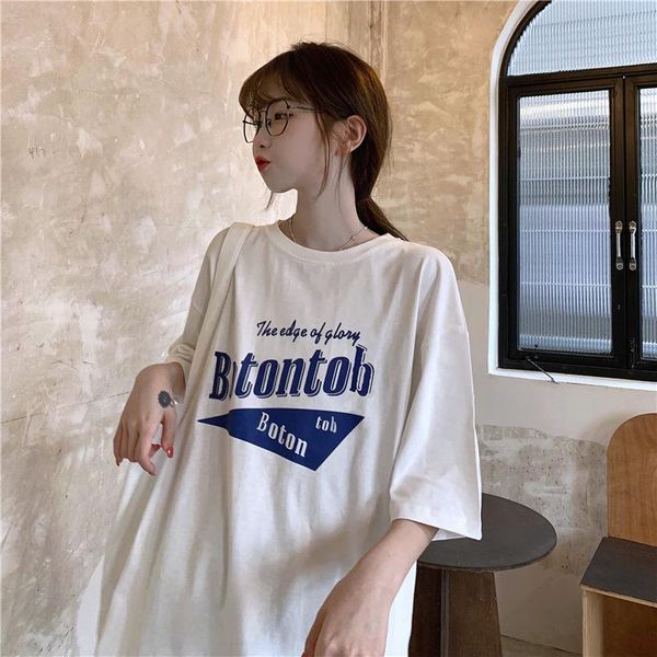 women's t-shirt black letter print oversized loose women o neck short sleeve casual girls japanese fashion summer harajuku style tshirt, White
women's t-shirt black letter print oversized loose women o neck short sleeve casual girls japanese fashion summer harajuku style tshirt, White
