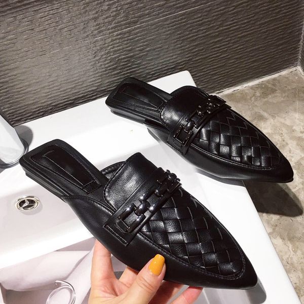 women slippers pointed toe ladies mules weave metal decoration female flats slides fashion woman outdoor causal slippers shoes, Black
women slippers pointed toe ladies mules weave metal decoration female flats slides fashion woman outdoor causal slippers shoes, Black