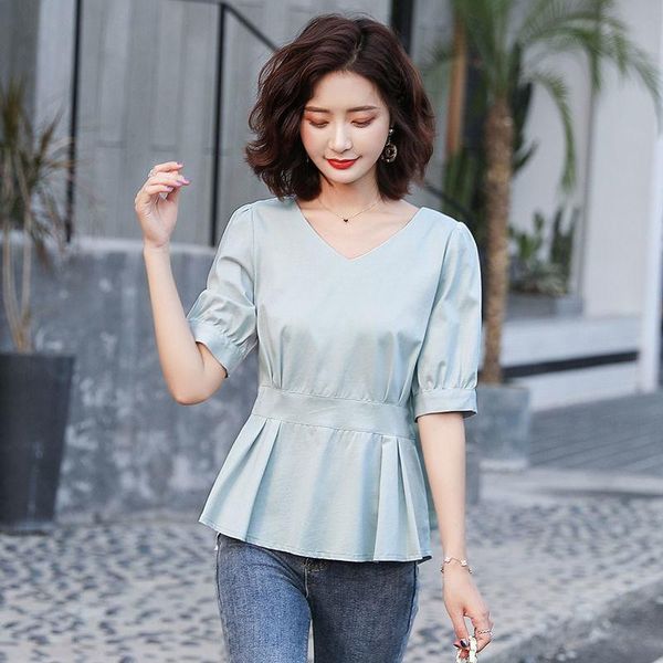 women's blouses & shirts 2021 fashion women spring summer style casual short sleeve v-neck slim shirt temperament blusas, White
women's blouses & shirts 2021 fashion women spring summer style casual short sleeve v-neck slim shirt temperament blusas, White