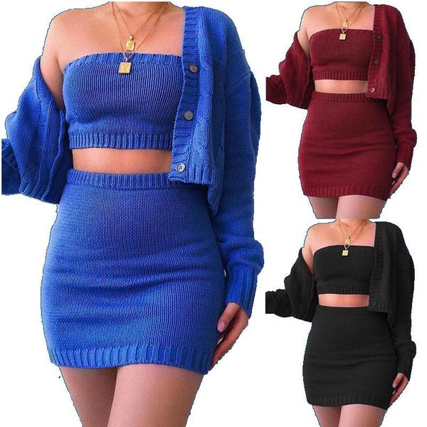 women's knits & tees 3 pieces knitted sweater skirts women 2021 autumn winter solid fashion clothing high street slim sweaters h102, White
women's knits & tees 3 pieces knitted sweater skirts women 2021 autumn winter solid fashion clothing high street slim sweaters h102, White