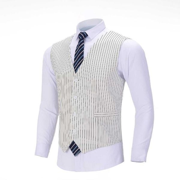 men's vests 2021 pinstripe vest white suit formal business waistcoat groomsmen customizable for wedding, Black;white
men's vests 2021 pinstripe vest white suit formal business waistcoat groomsmen customizable for wedding, Black;white