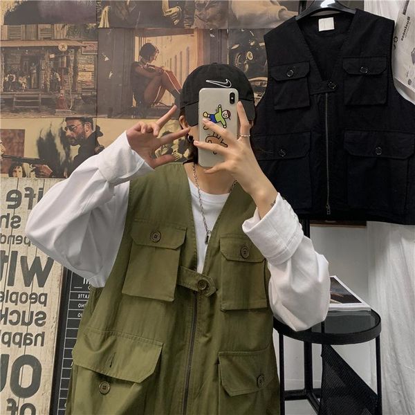 men's vests thin for autumn and winter multi-pockets function frock vest brand loose sleeveless outerwear jacket, Black;white
men's vests thin for autumn and winter multi-pockets function frock vest brand loose sleeveless outerwear jacket, Black;white