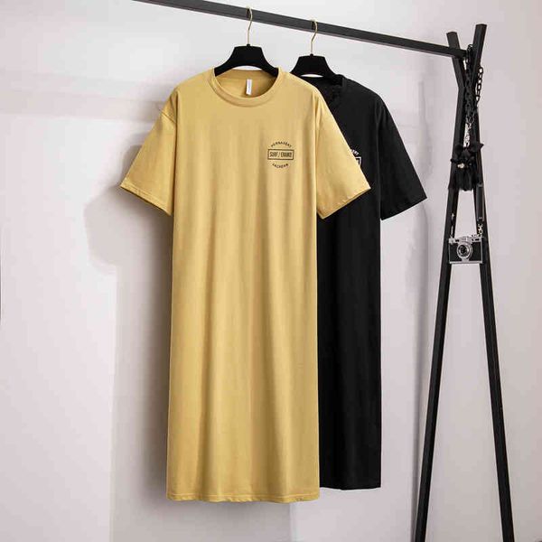 plus size summer pullover solid t-shirt dress for women short sleeves o-neck ladies cotton loose casual dresses 210519, Black;gray
plus size summer pullover solid t-shirt dress for women short sleeves o-neck ladies cotton loose casual dresses 210519, Black;gray