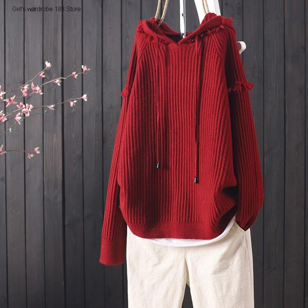 women's sweaters products in autumn and winter: woolen edge hooded pullover drawstring solid color knitwear versatile casual long, White;black
women's sweaters products in autumn and winter: woolen edge hooded pullover drawstring solid color knitwear versatile casual long, White;black