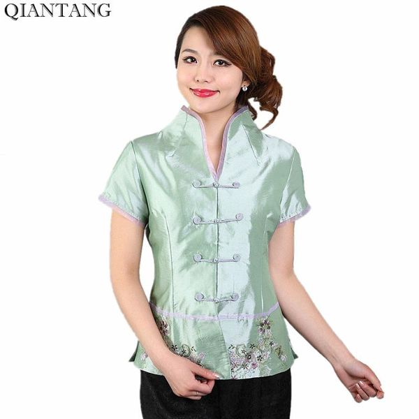 women's blouses & shirts light green traditional chinese style v-neck shirt classic satin blouse size s l xl xxl xxxl mujere camisa, White
women's blouses & shirts light green traditional chinese style v-neck shirt classic satin blouse size s l xl xxl xxxl mujere camisa, White