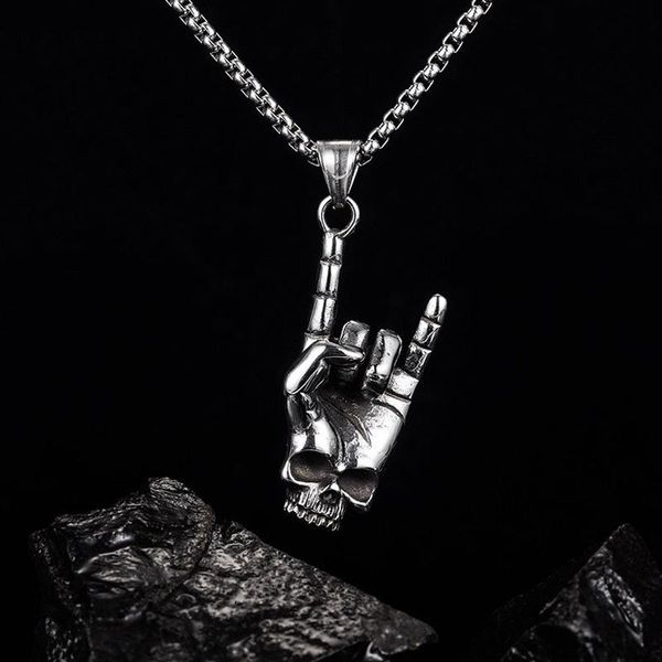 pendant necklaces fashion rock roll i love you gesture necklace men women stainless steel punk skull hip hop style jewelry, Silver
pendant necklaces fashion rock roll i love you gesture necklace men women stainless steel punk skull hip hop style jewelry, Silver
