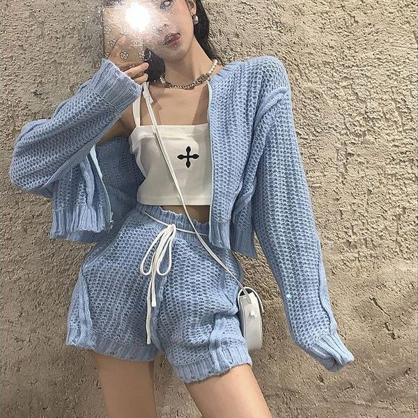 women's tracksuits 2021 autumn two-piece suits women loose long sleeve hollow knitted cardigan casual wide-leg shorts woman sets clothi, Gray
women's tracksuits 2021 autumn two-piece suits women loose long sleeve hollow knitted cardigan casual wide-leg shorts woman sets clothi, Gray