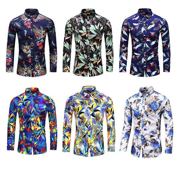 men's casual shirts hawaiian shirt clothing long sleeve fashion floral blouse men flower mens dress social, White;black
men's casual shirts hawaiian shirt clothing long sleeve fashion floral blouse men flower mens dress social, White;black