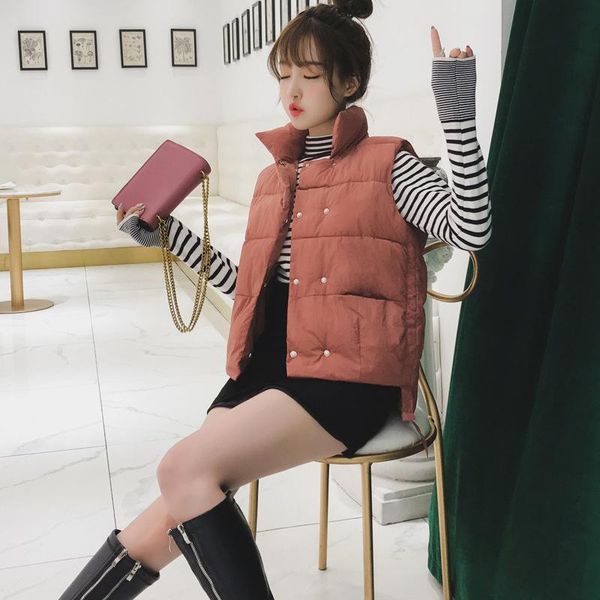 women's vests winter sleeveless woman down coats beige solid short thick cotton vest femme tank jacket warm oversized, Black;white
women's vests winter sleeveless woman down coats beige solid short thick cotton vest femme tank jacket warm oversized, Black;white