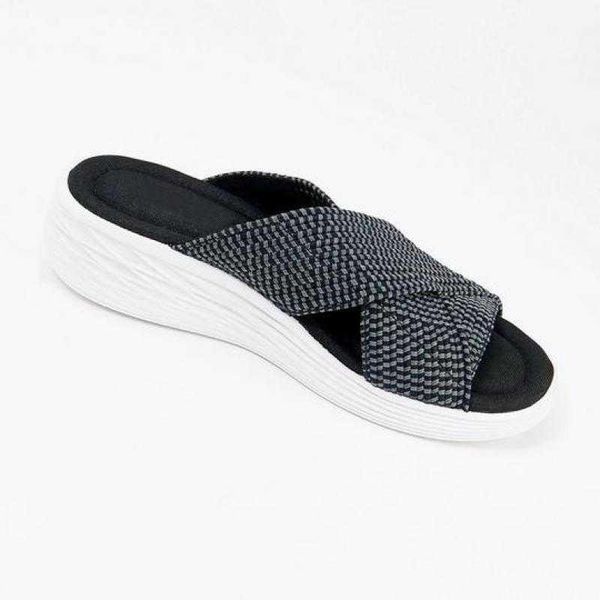 slippers for women fashion mixed colors slides soft sole wedges slip-on indoor home ladies casual shoes, Black 
slippers for women fashion mixed colors slides soft sole wedges slip-on indoor home ladies casual shoes, Black