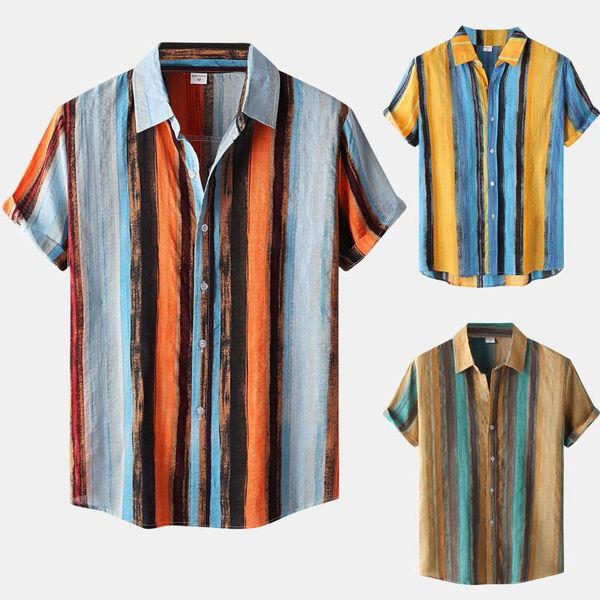 men's casual shirts vertical stripe print summer contrast colors short sleeve turn-down collar button chemise homme, White;black
men's casual shirts vertical stripe print summer contrast colors short sleeve turn-down collar button chemise homme, White;black