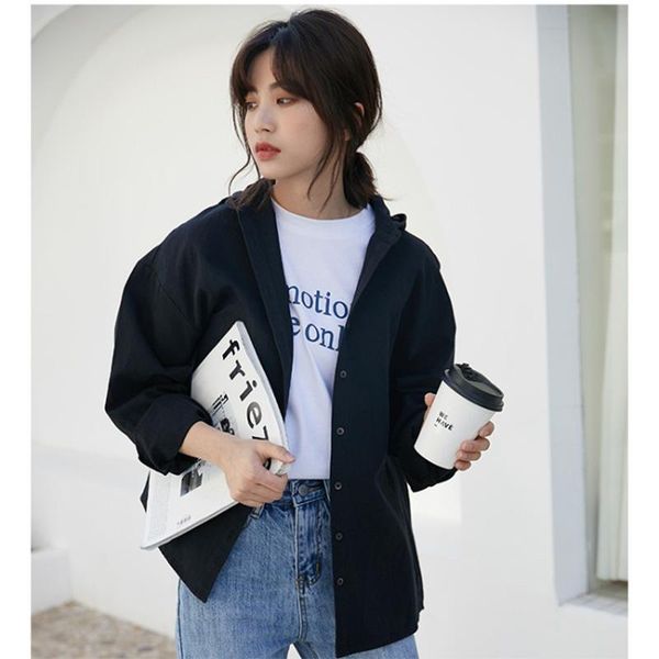 women's jackets chic hong kong style korean short jacket student female autumn 2021 hooded cardigan single-breasted top, Black;brown
women's jackets chic hong kong style korean short jacket student female autumn 2021 hooded cardigan single-breasted top, Black;brown