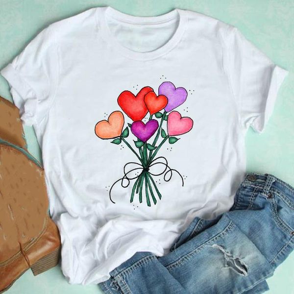 women's t-shirt female tee graphic women short sleeve love flower floral kawaii valentine style clothes print tshirt, White
women's t-shirt female tee graphic women short sleeve love flower floral kawaii valentine style clothes print tshirt, White