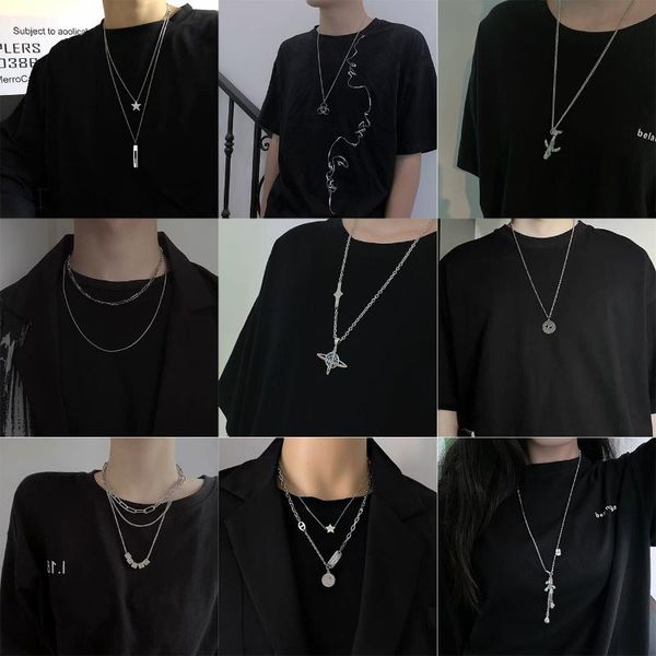 pendant necklaces hip hop titanium steel necklace for women multi-layer long chain men stainless punk jewelry, Silver
pendant necklaces hip hop titanium steel necklace for women multi-layer long chain men stainless punk jewelry, Silver