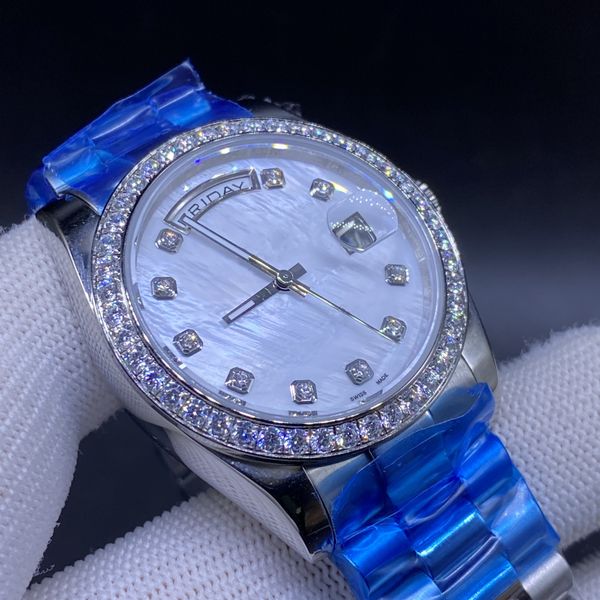 high end fashion 36mm stainless steel single ring diamond watch white pearl dial with date function, Slivery;brown
high end fashion 36mm stainless steel single ring diamond watch white pearl dial with date function, Slivery;brown