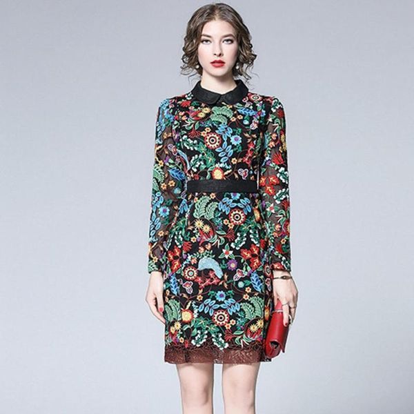 casual dresses jsxdhk 2021 spring mesh women's floral embroidery slim party dress runway bodycon, Black;gray
casual dresses jsxdhk 2021 spring mesh women's floral embroidery slim party dress runway bodycon, Black;gray