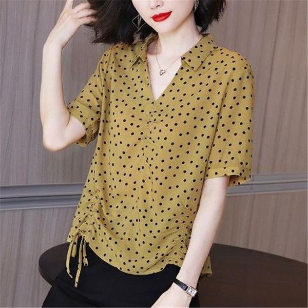 women's blouses & shirts women chiffon summer dots print loose temperament korean version -neck casual short sleeve blusas mm0388, White
women's blouses & shirts women chiffon summer dots print loose temperament korean version -neck casual short sleeve blusas mm0388, White