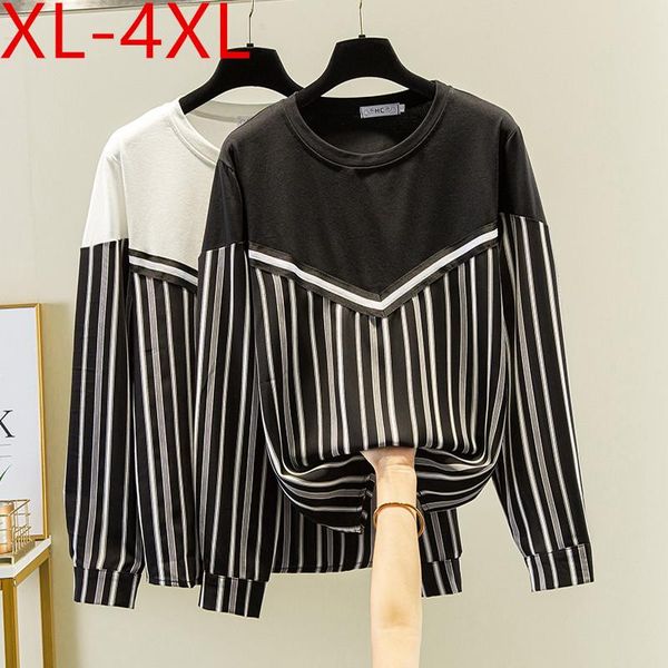 plus size t-shirt missfansiqi spring autumn women o neck long sleeve stripe patchwork cotton large loose casual tees 4xl, Black
plus size t-shirt missfansiqi spring autumn women o neck long sleeve stripe patchwork cotton large loose casual tees 4xl, Black