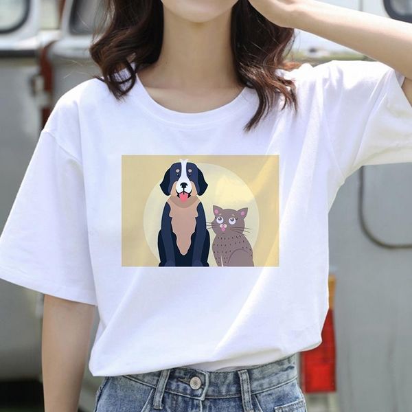 women's t-shirt women summer cute cat printing o-neck vogue kawaii ladies casual clothing femme, White
women's t-shirt women summer cute cat printing o-neck vogue kawaii ladies casual clothing femme, White