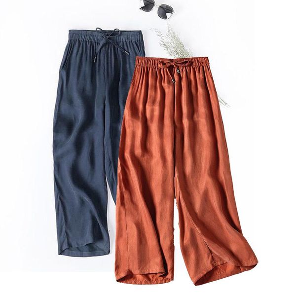 cupro draped wide-leg pants women's cool summer thin cropped trousers high-waist drawstring loose straight-leg casual & capris, Black;white
cupro draped wide-leg pants women's cool summer thin cropped trousers high-waist drawstring loose straight-leg casual & capris, Black;white