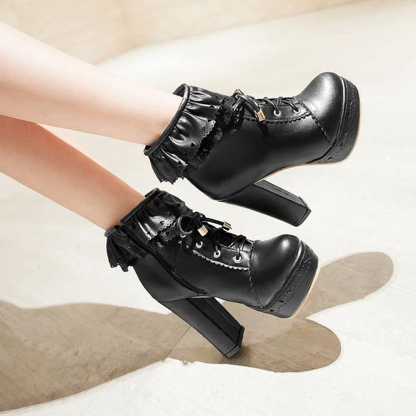 boots ymechic cute lace ruffles lolita ladies shoes autumn up block high heel platform punk motorcycle ankle women big size, Black
boots ymechic cute lace ruffles lolita ladies shoes autumn up block high heel platform punk motorcycle ankle women big size, Black