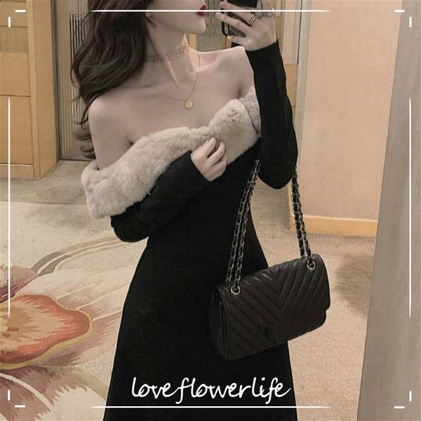 elegant vintage dress women long sleeve fur collar evening party black dress female dress korean autumn chic 210521, Black;gray
elegant vintage dress women long sleeve fur collar evening party black dress female dress korean autumn chic 210521, Black;gray