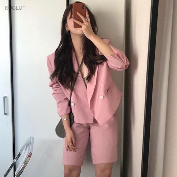 korean chic french style lapel double breasted loose short suit coat + high waist straight casual shorts, White;black
korean chic french style lapel double breasted loose short suit coat + high waist straight casual shorts, White;black