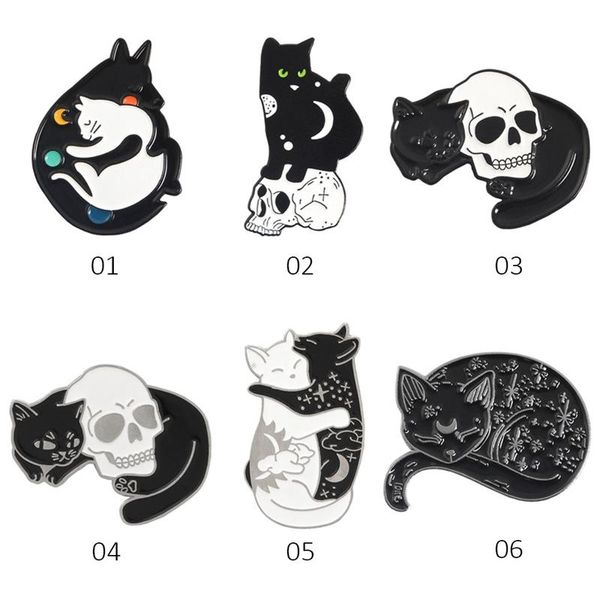 pins, brooches cat and skull pins yin yang witch black white head hug dark witchy accessories enamel, Gray
pins, brooches cat and skull pins yin yang witch black white head hug dark witchy accessories enamel, Gray