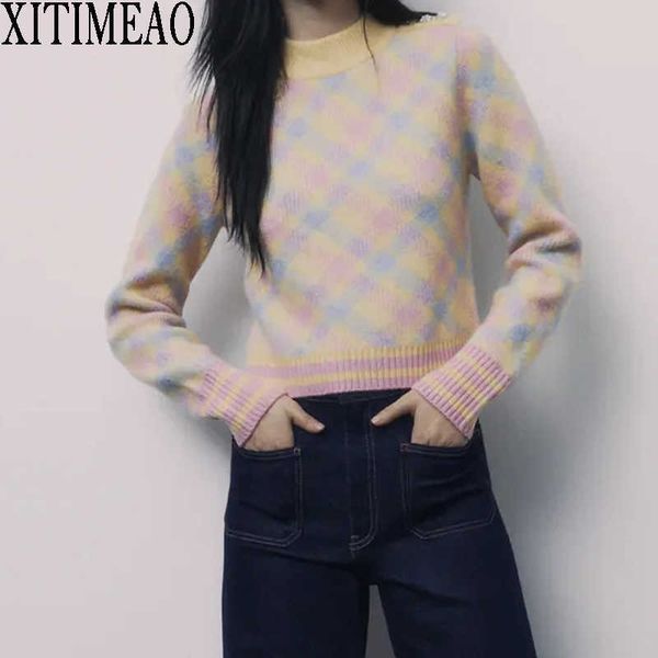 za autumn winter women o neck sweaters diamond check pullovers shirt lady chic xitimeao 210602, White;black
za autumn winter women o neck sweaters diamond check pullovers shirt lady chic xitimeao 210602, White;black