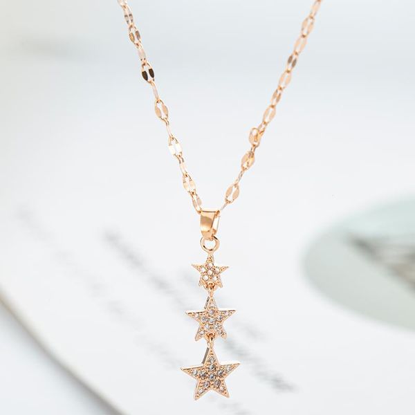 pendant necklaces fashion luxury zircon crystal three stars women female no fade stainless steel wedding party jewelry gift, Silver
pendant necklaces fashion luxury zircon crystal three stars women female no fade stainless steel wedding party jewelry gift, Silver