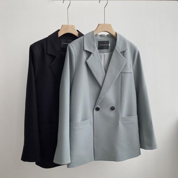 women's suits & blazers lizkova autumn blazer women 2021 black double breasted jacket korean pockets long sleeve loose suit coat, White;black
women's suits & blazers lizkova autumn blazer women 2021 black double breasted jacket korean pockets long sleeve loose suit coat, White;black