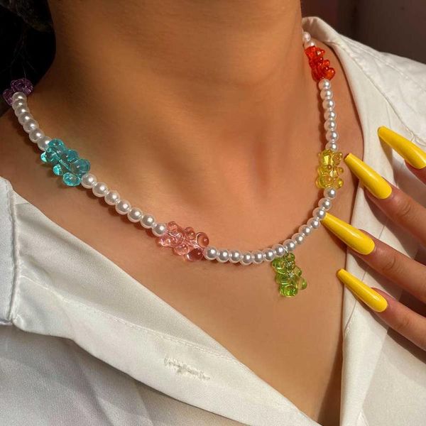 chains colorful gummy bears pearl beaded necklace for women girls fashion summer resin bear beads necklaces collar jewelry party gifts, Silver
chains colorful gummy bears pearl beaded necklace for women girls fashion summer resin bear beads necklaces collar jewelry party gifts, Silver