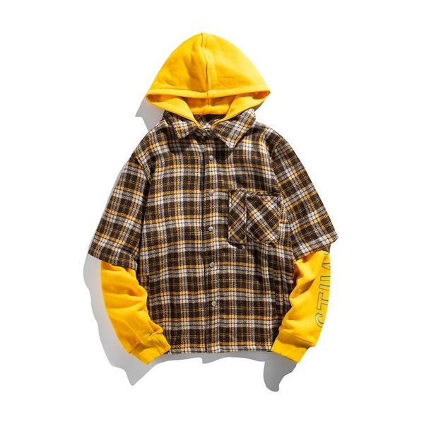men's jackets autumn men printed woolen plaid splice hooded shirt jacket overcoat male women streetwear hip hop couple coat, Black;brown
men's jackets autumn men printed woolen plaid splice hooded shirt jacket overcoat male women streetwear hip hop couple coat, Black;brown