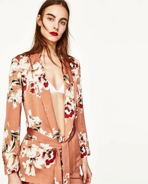 women's suits & blazers woman fashion sash orange autumn blazer female lapel flower print jacket coat retro long sleeve slim outerwear, White;black
women's suits & blazers woman fashion sash orange autumn blazer female lapel flower print jacket coat retro long sleeve slim outerwear, White;black