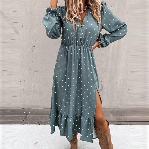 casual dresses 40# polka dot print split dress ruffles v neck butterfly sleeve women ruffle hem vintage elegant hight waist, Black;gray
casual dresses 40# polka dot print split dress ruffles v neck butterfly sleeve women ruffle hem vintage elegant hight waist, Black;gray